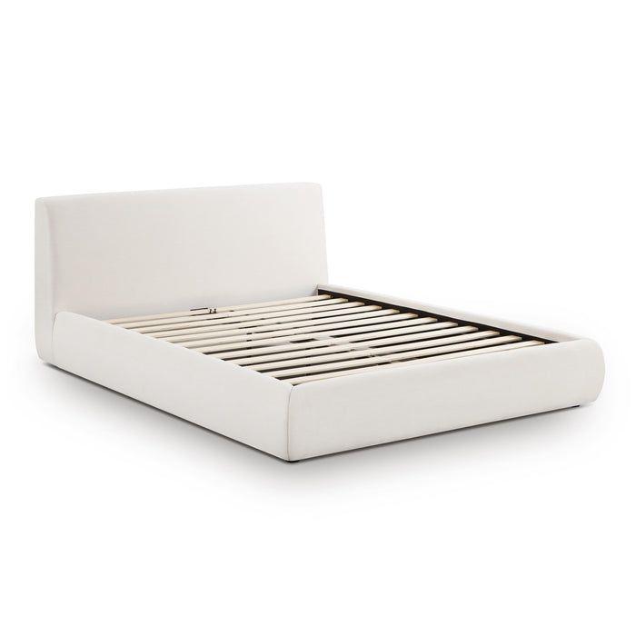 Isla Cream Upcycled Linen Queen Bed - Home And Beyond