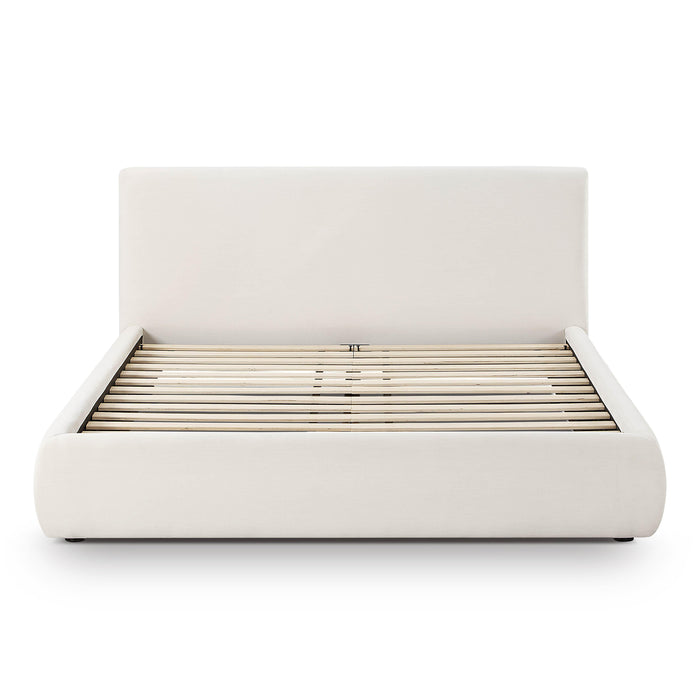 Isla Cream Upcycled Linen Queen Bed - Home And Beyond