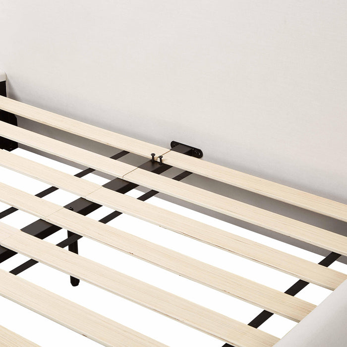 Isla Cream Upcycled Linen Queen Bed - Home And Beyond