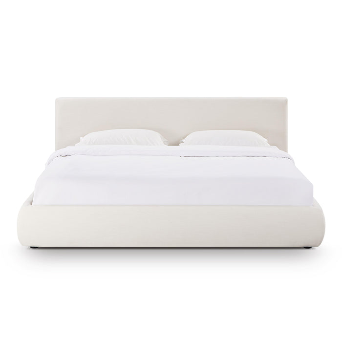 Isla Cream Upcycled Linen King Bed - Home And Beyond