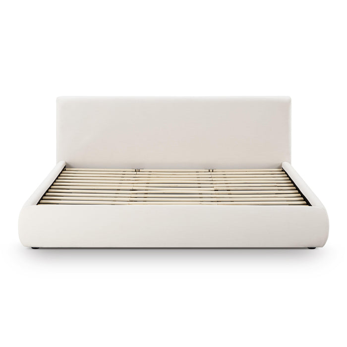 Isla Cream Upcycled Linen King Bed - Home And Beyond