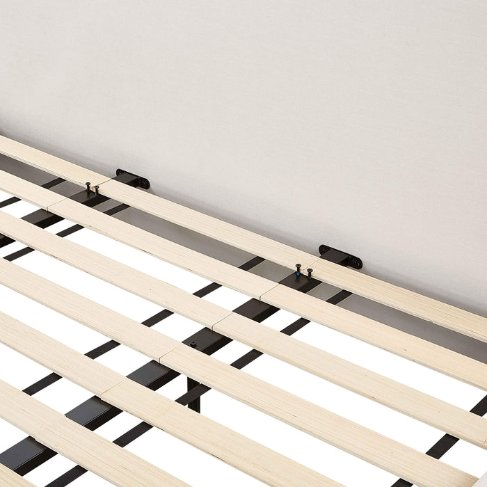 Isla Cream Upcycled Linen King Bed - Home And Beyond