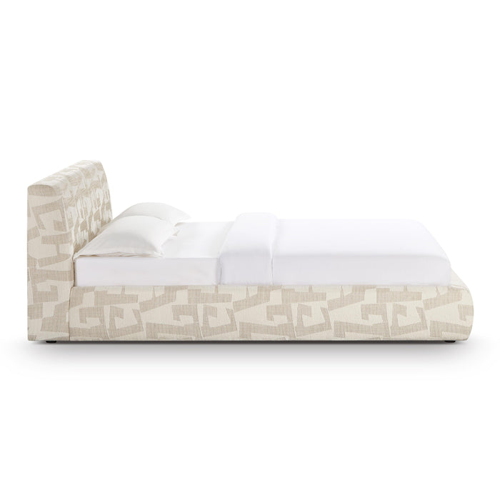 Isla Cream Jacquard Pattern Queen Bed - Home And Beyond