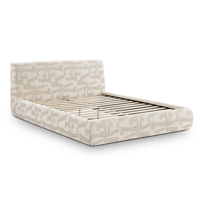 Isla Cream Jacquard Pattern Queen Bed - Home And Beyond