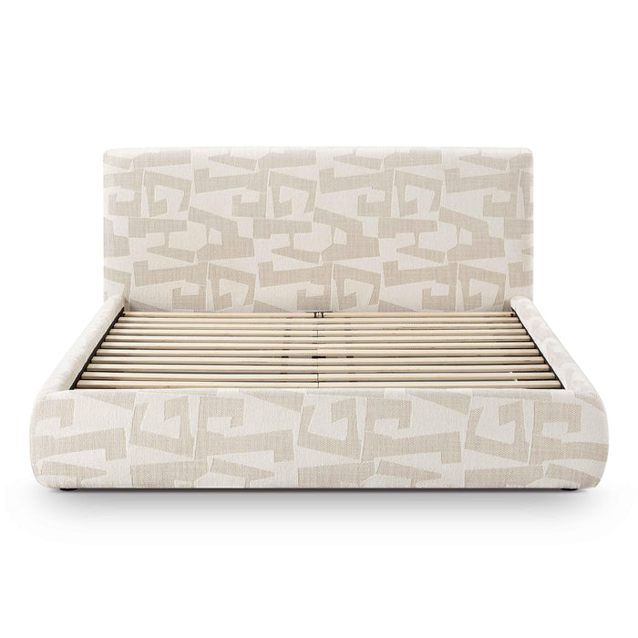 Isla Cream Jacquard Pattern Queen Bed - Home And Beyond