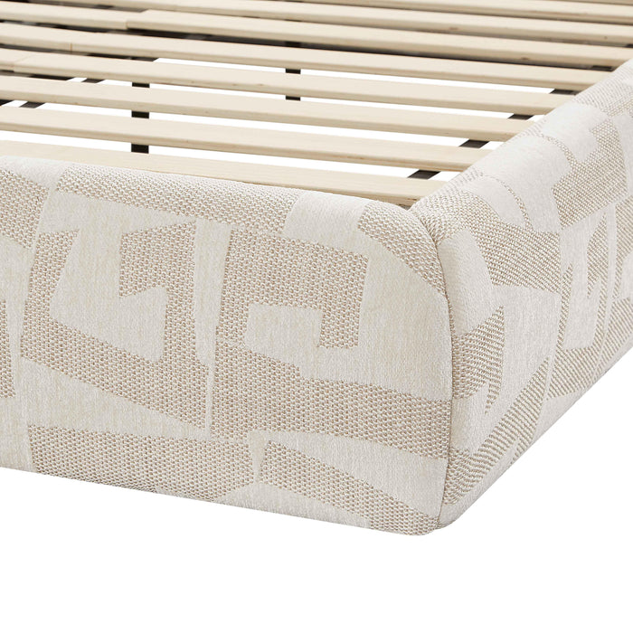 Isla Cream Jacquard Pattern Queen Bed - Home And Beyond