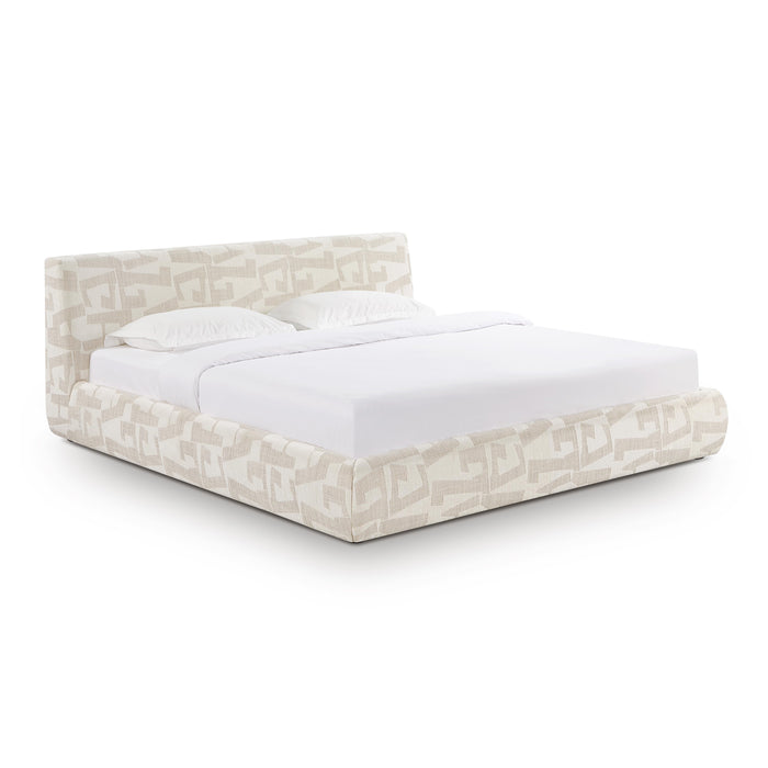 Isla Cream Jacquard Pattern King Bed - Home And Beyond