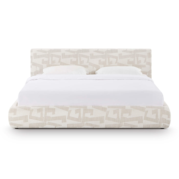 Isla Cream Jacquard Pattern King Bed - Home And Beyond