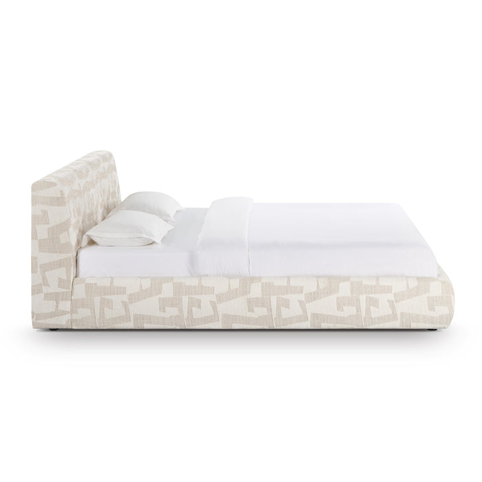 Isla Cream Jacquard Pattern King Bed - Home And Beyond