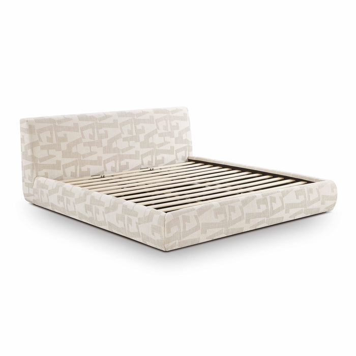 Isla Cream Jacquard Pattern King Bed - Home And Beyond