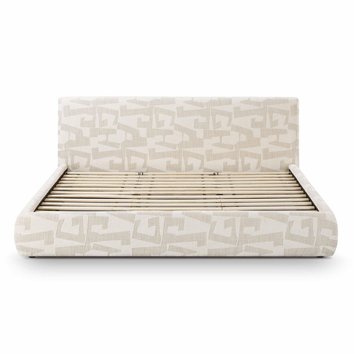 Isla Cream Jacquard Pattern King Bed - Home And Beyond
