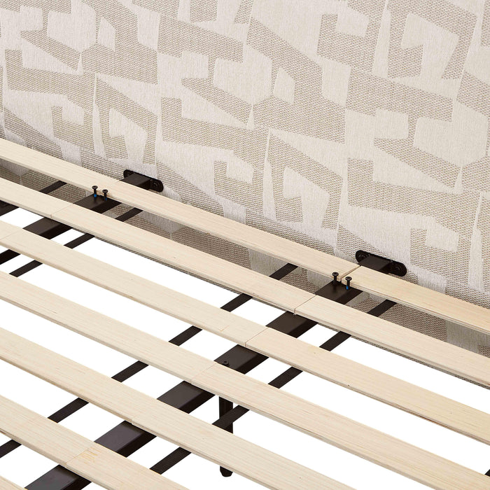 Isla Cream Jacquard Pattern King Bed - Home And Beyond