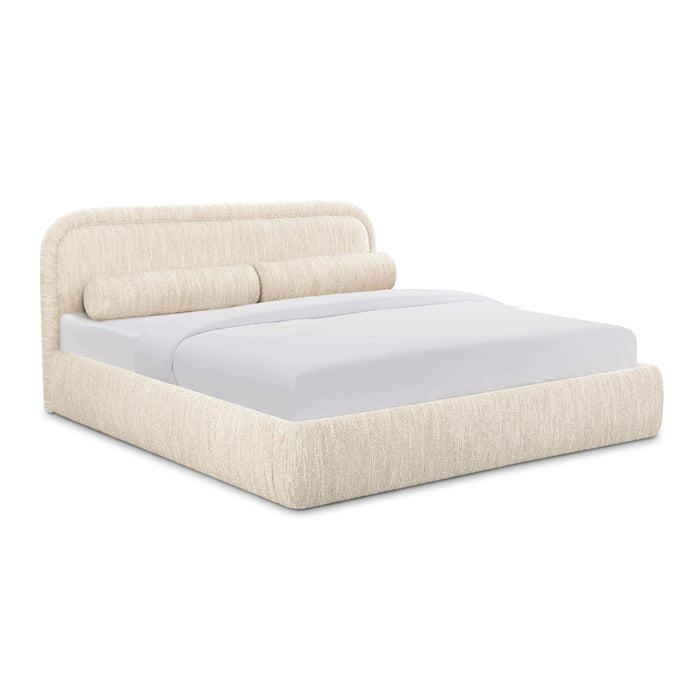 Murielle Taupe Textured Boucle Queen Bed - Home And Beyond