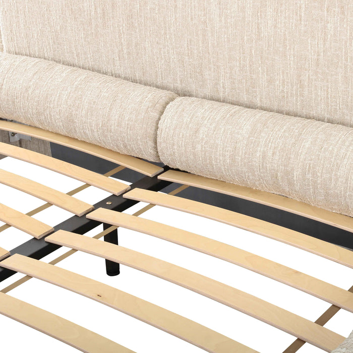 Murielle Taupe Textured Boucle Queen Bed - Home And Beyond