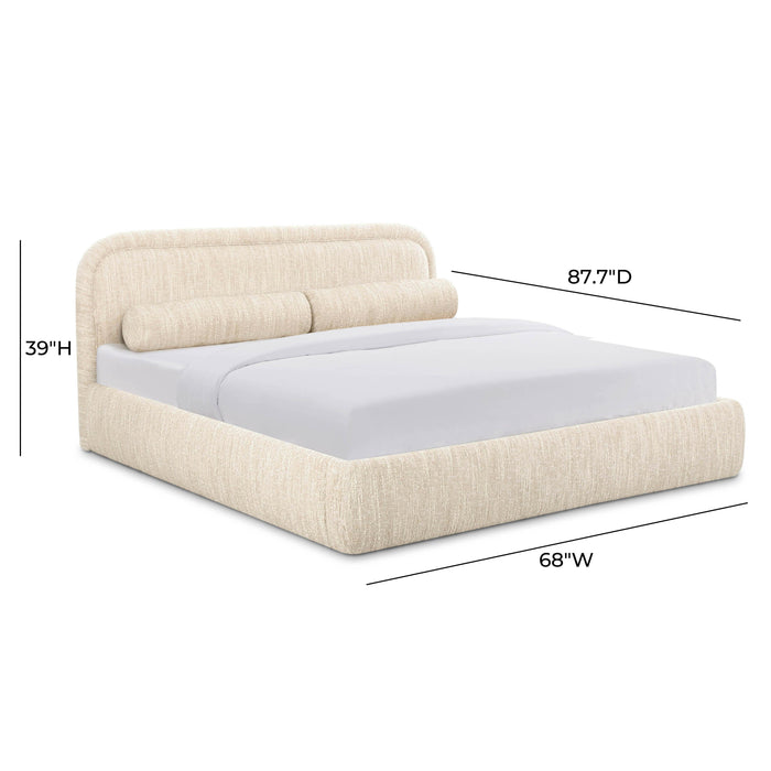Murielle Taupe Textured Boucle Queen Bed - Home And Beyond