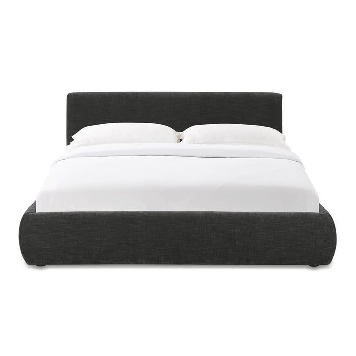 Isla Charcoal Textured Velvet Queen Bed - Home And Beyond