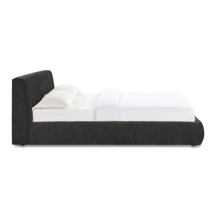 Isla Charcoal Textured Velvet Queen Bed - Home And Beyond