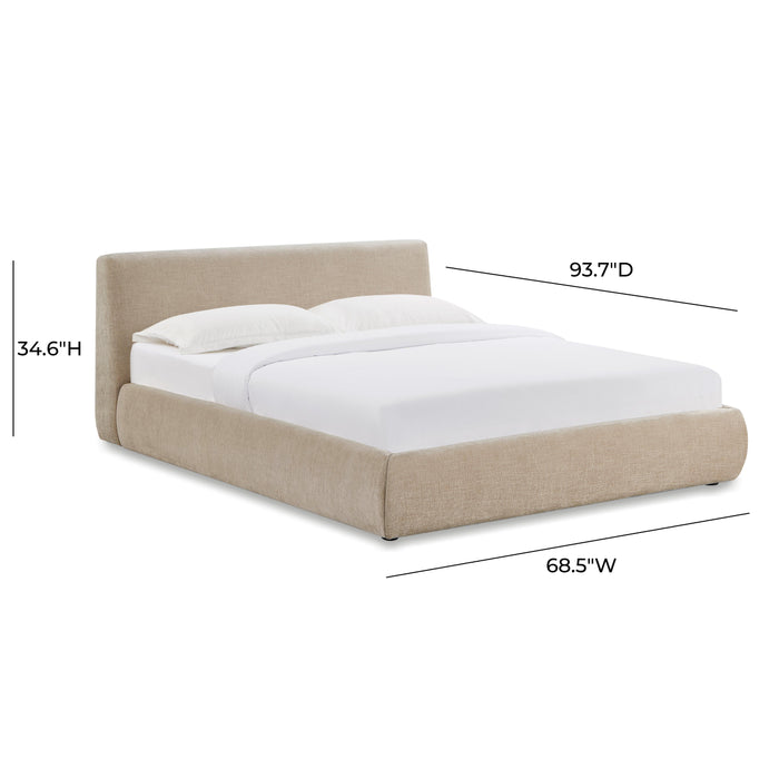 Isla Taupe Textured Velvet Queen Bed - Home And Beyond