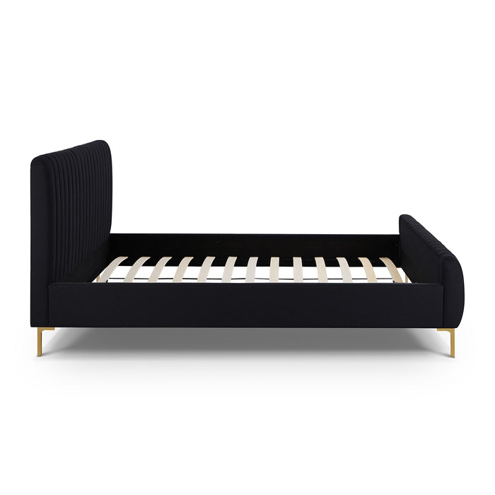 Angela Black Upcycled Linen King Bed - Home And Beyond