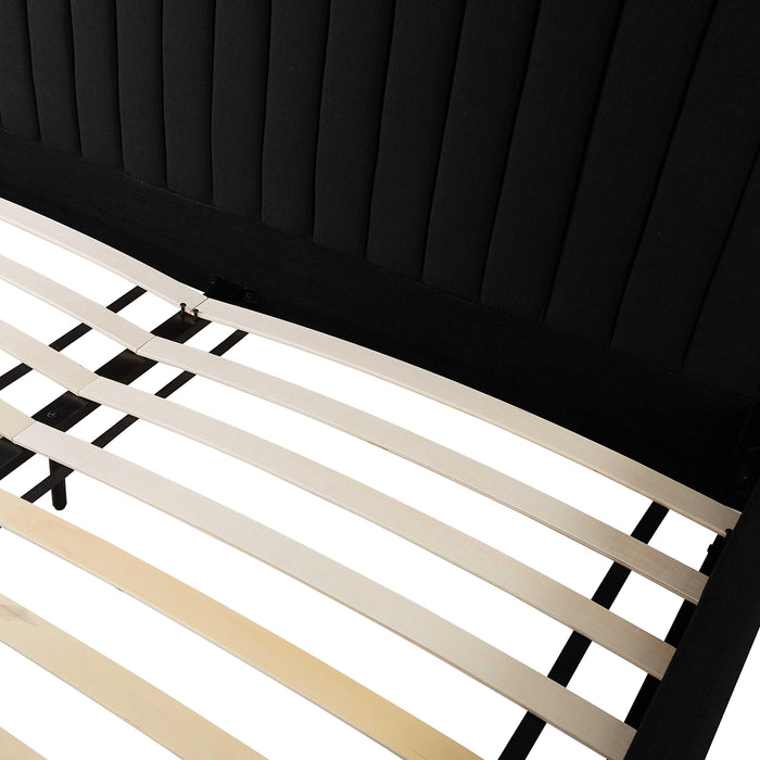 Angela Black Upcycled Linen King Bed - Home And Beyond