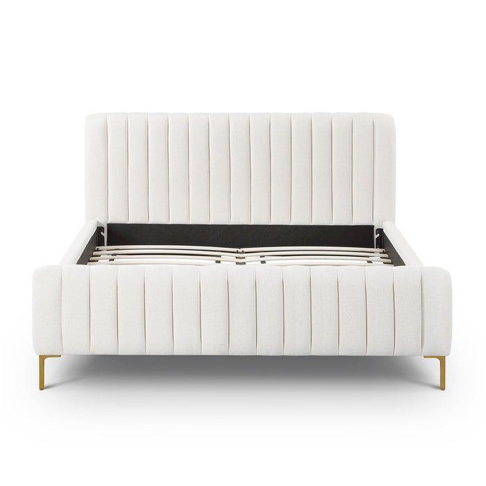 Angela Natural Upcycled Linen Queen Bed - Home And Beyond