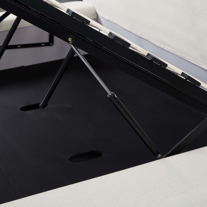 Meena Cream Upcycled Performance Linen Storage Bed - Home And Beyond