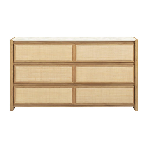 Paige 56" Natural Oak 6-Drawer Dresser - Home And Beyond