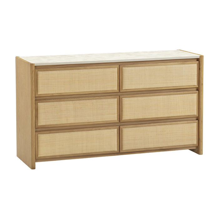 Paige 56" Natural Oak 6-Drawer Dresser - Home And Beyond