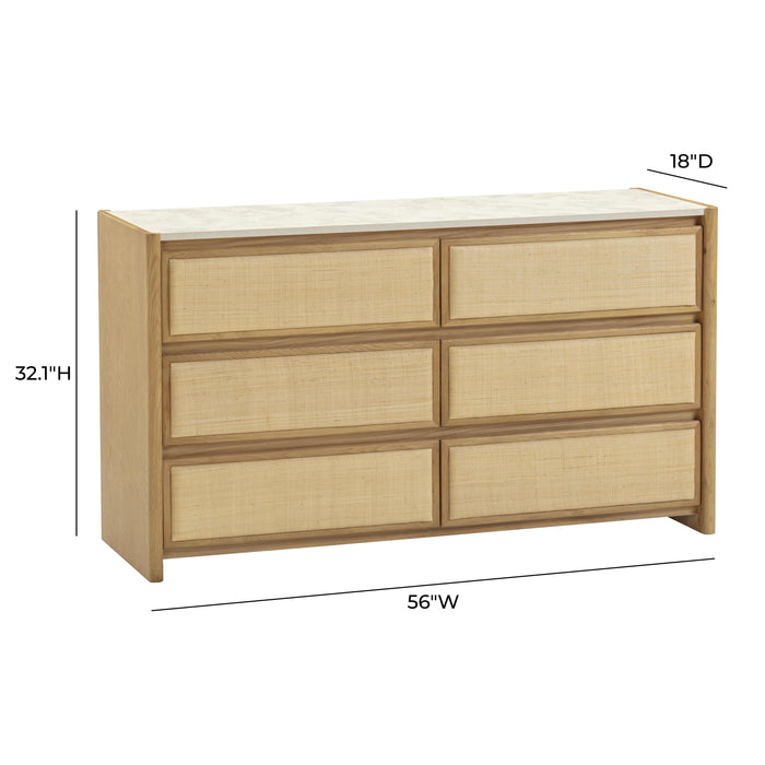 Paige 56" Natural Oak 6-Drawer Dresser - Home And Beyond