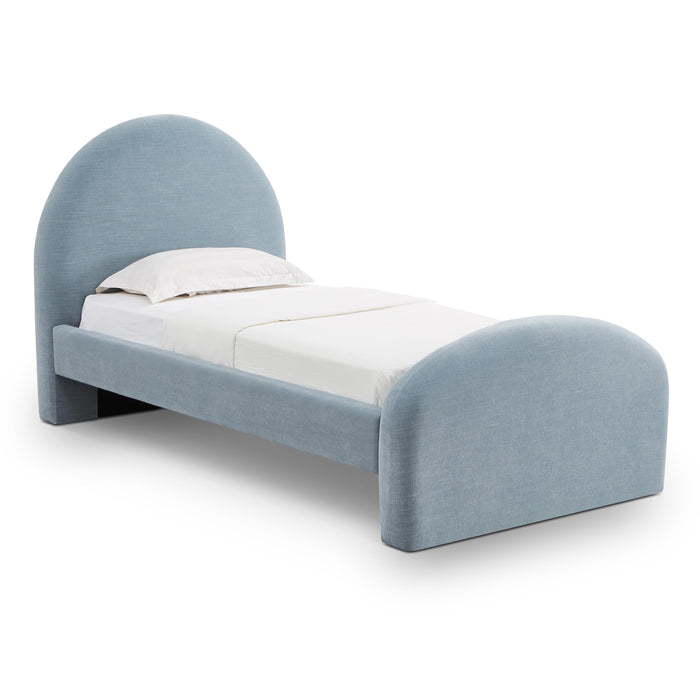 Moon Chambray Blue Performance Chenille Twin Bed - Home And Beyond