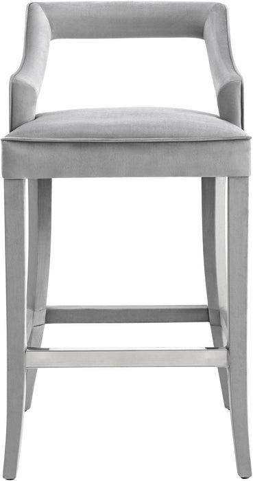 Tiffany Grey Velvet Counter Stool - UK - Home And Beyond