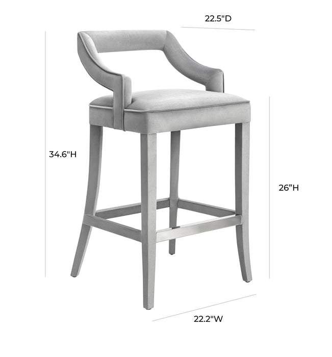 Tiffany Grey Velvet Counter Stool - UK - Home And Beyond