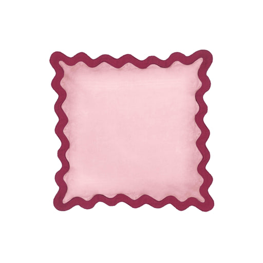 Scalloped Edge Magenta and Pink Cotton Velvet Throw Pillow - Home And Beyond