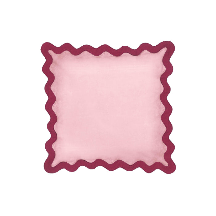 Scalloped Edge Magenta and Pink Cotton Velvet Throw Pillow - Home And Beyond