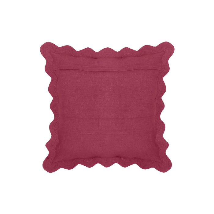 Scalloped Edge Magenta and Pink Cotton Velvet Throw Pillow - Home And Beyond