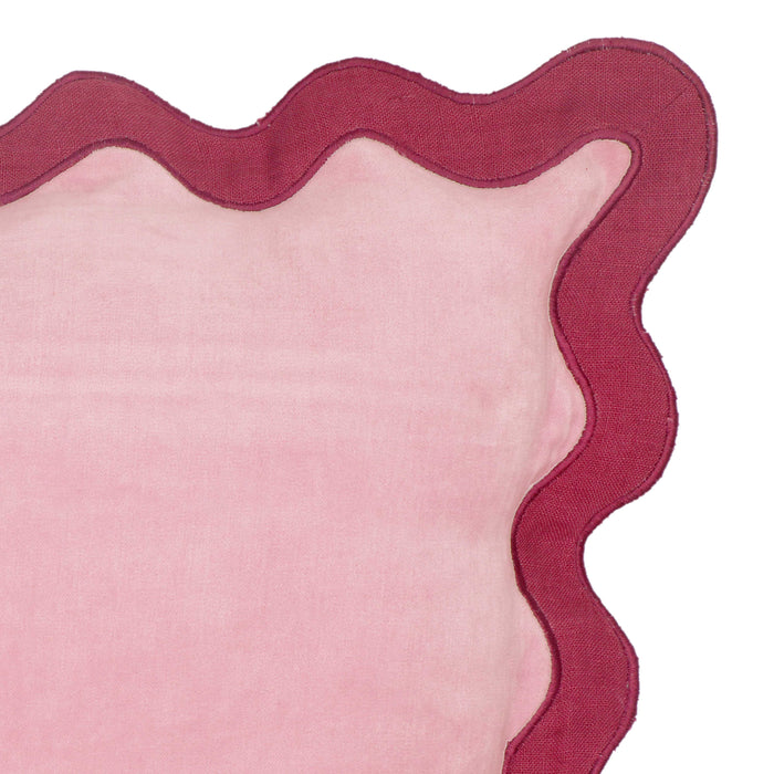 Scalloped Edge Magenta and Pink Cotton Velvet Throw Pillow - Home And Beyond