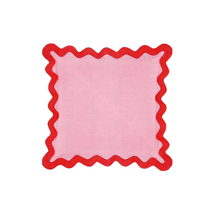 Scalloped Edge Rust and Pink Linen Throw Pillow 6 - Home And Beyond