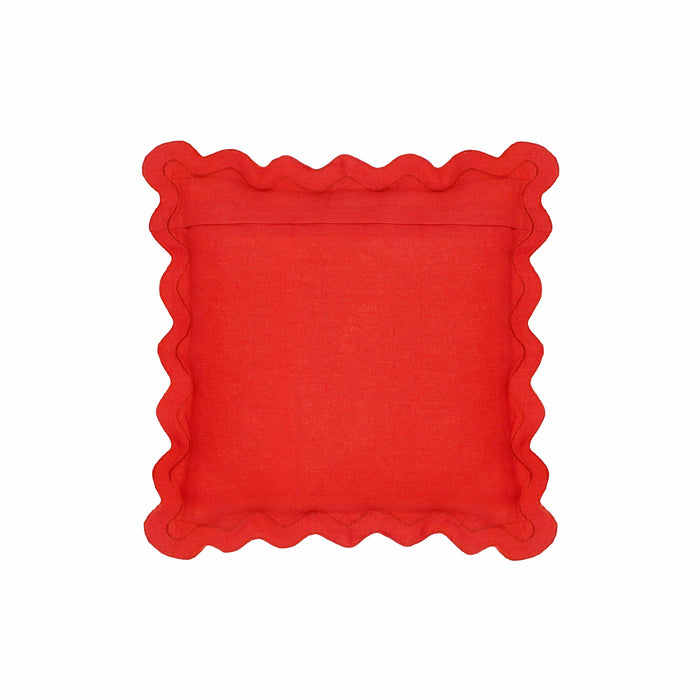 Scalloped Edge Rust and Pink Linen Throw Pillow 6 - Home And Beyond