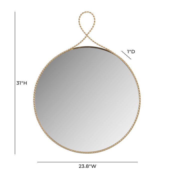 Ravina Braided Brass Round Wall Mirror - Home And Beyond