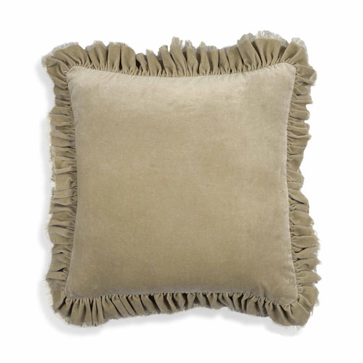 Alessia Distressed Beige Velvet Pillow - Home And Beyond