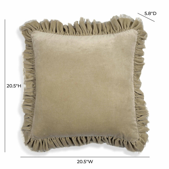 Alessia Distressed Beige Velvet Pillow - Home And Beyond