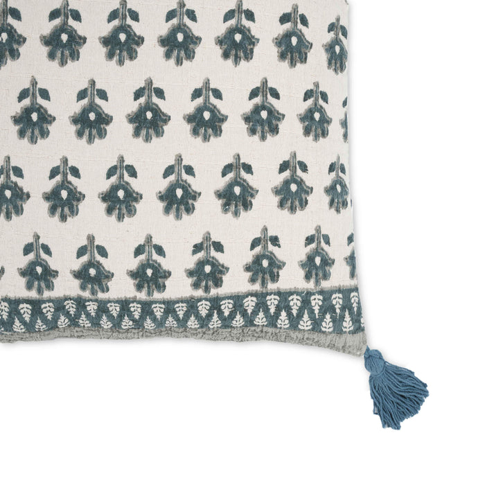 Blossom 20" Printed Cotton Tassel Throw Pillow Cover - Home And Beyond