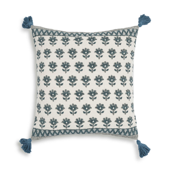 Blossom Printed Cotton Tassel 20 Inch Accent Cushion - Home And Beyond