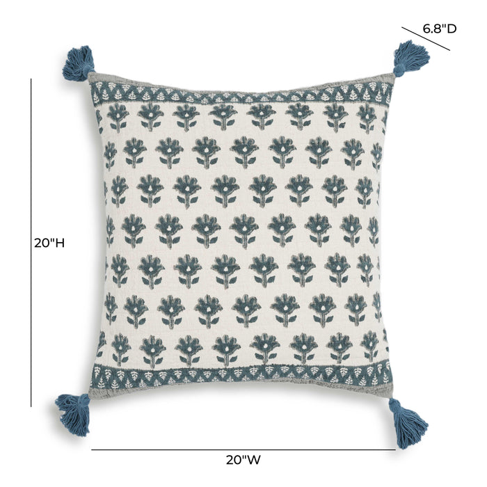 Blossom Printed Cotton Tassel 20 Inch Accent Cushion - Home And Beyond