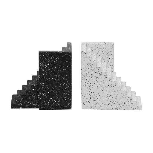 Gabby Speckled Black and White Stairway Bookends - Home And Beyond