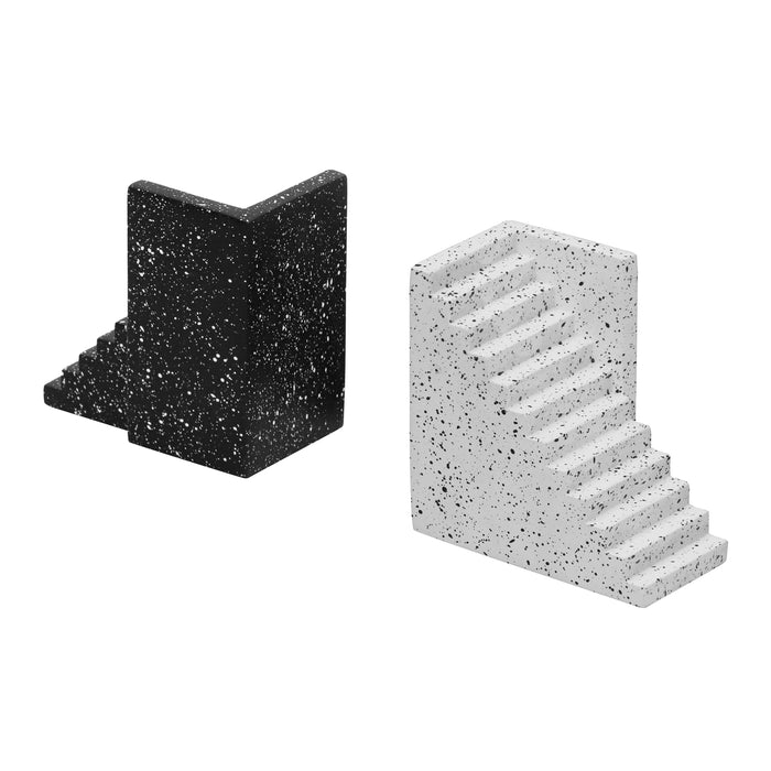 Gabby Speckled Black and White Stairway Bookends - Home And Beyond