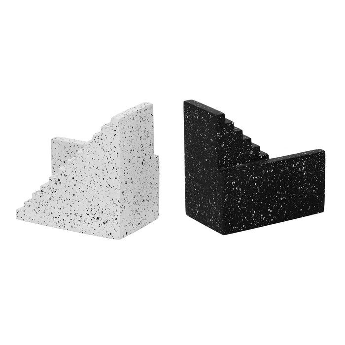Gabby Speckled Black and White Stairway Bookends - Home And Beyond
