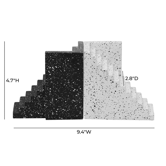 Gabby Speckled Black and White Stairway Bookends - Home And Beyond