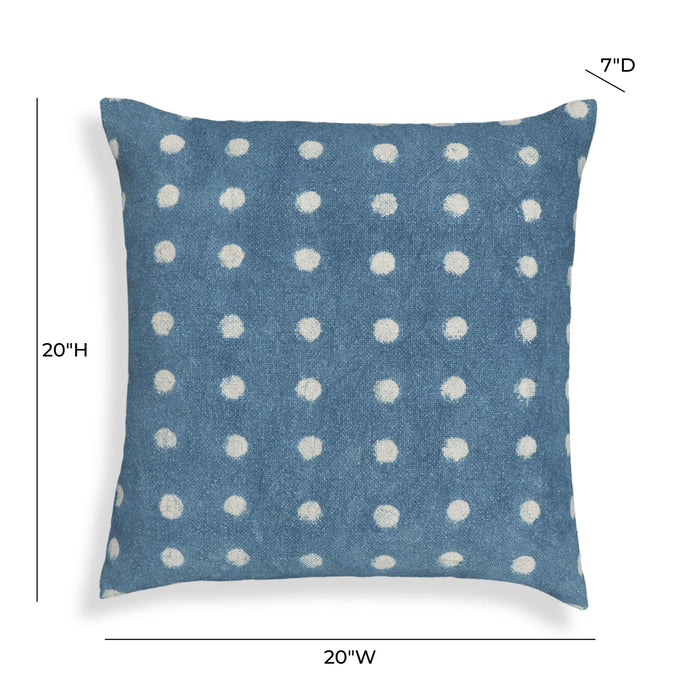 Indigo Dots Cotton 20 inch Square Accent Pillow - Home And Beyond