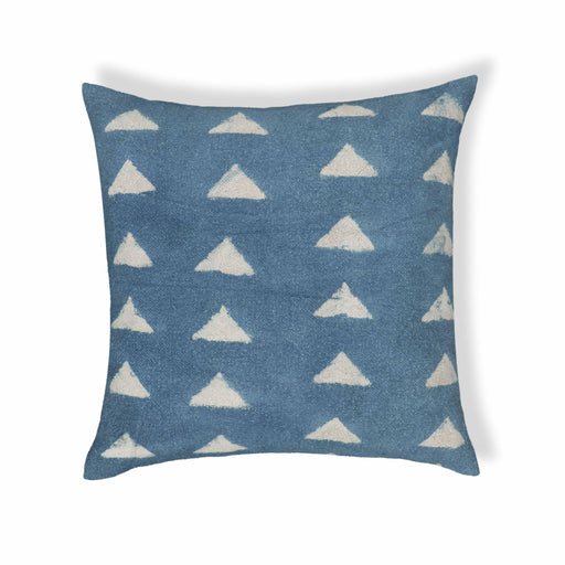 Indigo Triangles 20" Cotton Square Throw Pillow Cover - Home And Beyond